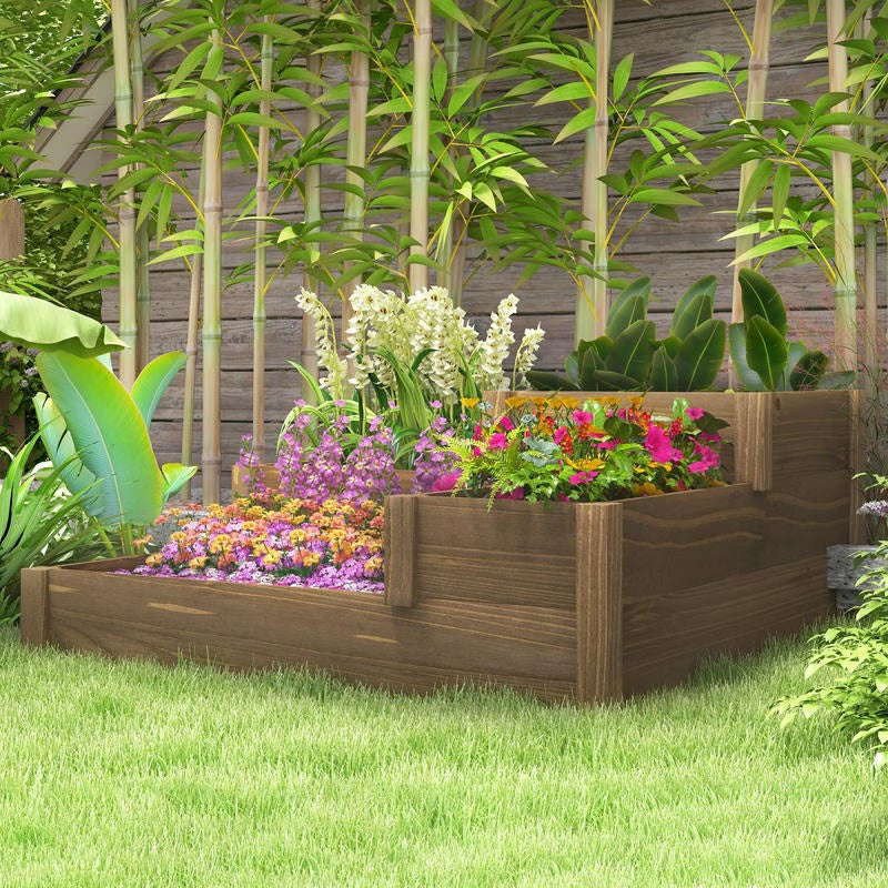 Jardinière potager en bois 3 niveaux avec escalier pour terrasse
