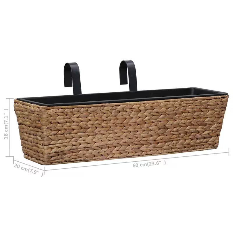 Jardinière de balcon en jacinthe d'eau tressée - lot de 2