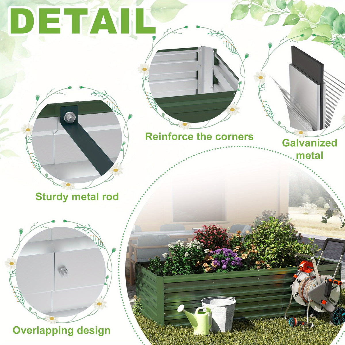 Jardinière surélevée en acier 180, 240 ou 300 cm de long