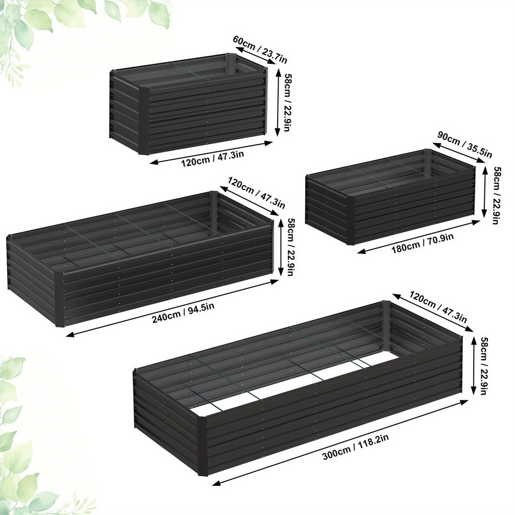 Jardinière surélevée en acier 180, 240 ou 300 cm de long