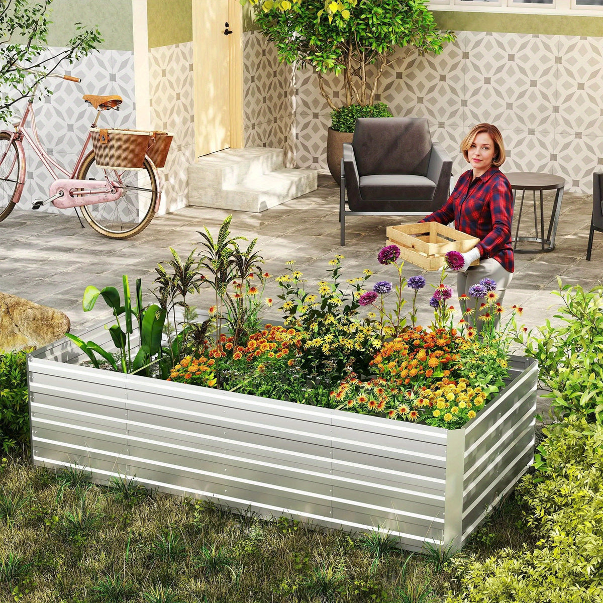 Jardinière surélevée en acier 180, 240 ou 300 cm de long