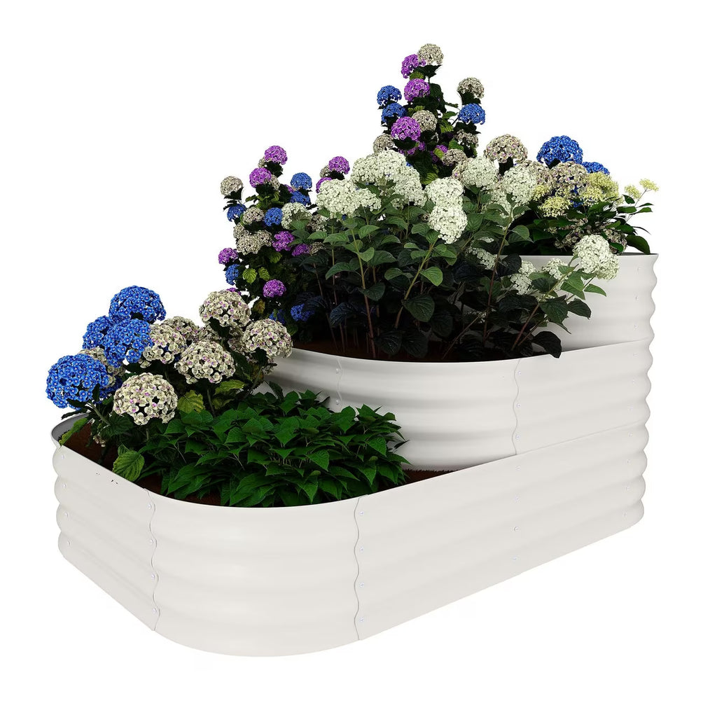 Jardinière potager à trois niveaux en acier galvanisé, blanc ou vert