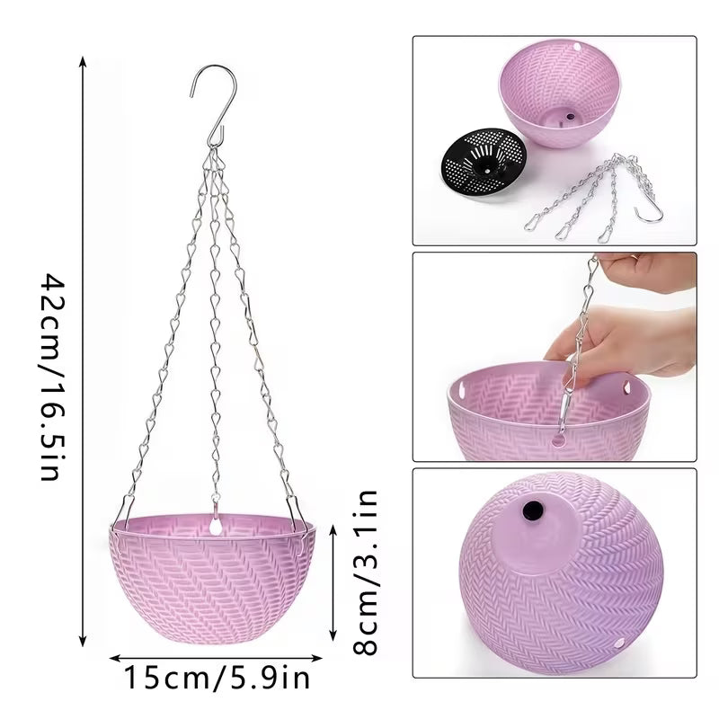 Pot de fleur suspendu pastel, lot de 5 avec chaînes et tapis