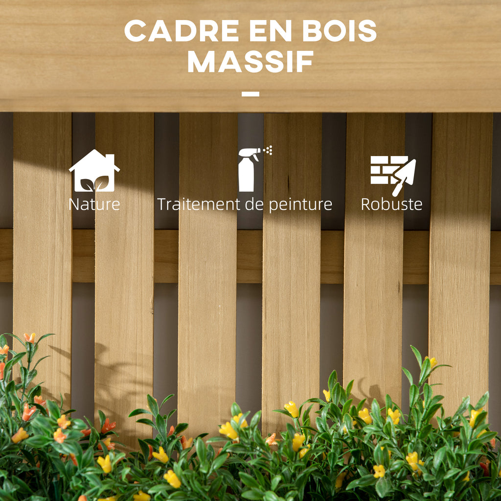 Jardinière murale en bois massif 60x16x80 cm, 3 bacs amovibles