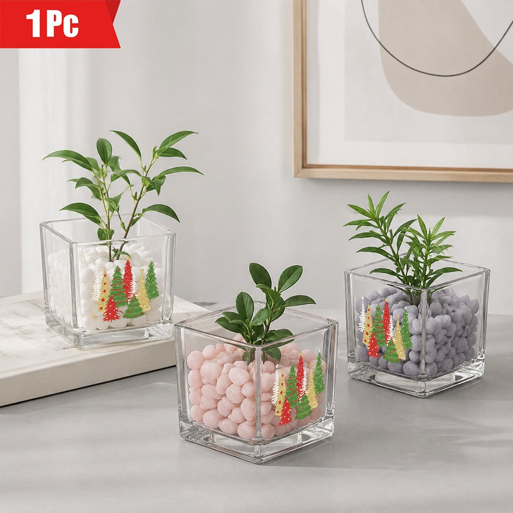 Pot de fleur en verre, carré pour rebord de fenêtre