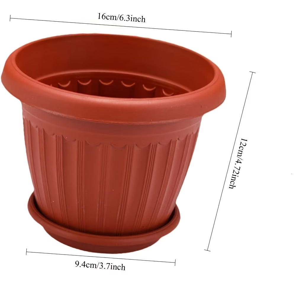 Pot de fleur terracotta rond en plastique, lot de 5 pots