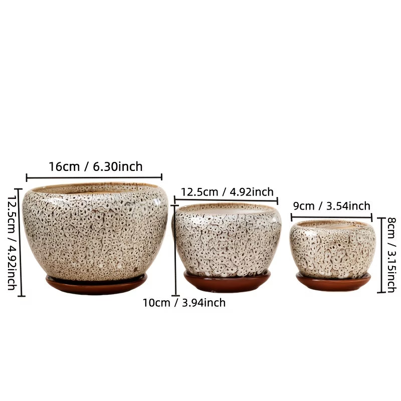 Pot de fleur en céramique émaillée avec trou de drainage