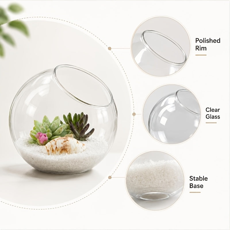 Pot de fleur en verre, rond, vendu en lot, vue d'ensemble