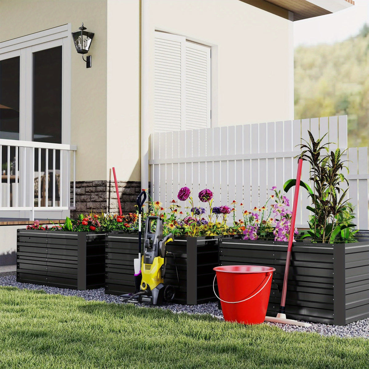 Jardinière surélevée en acier 180, 240 ou 300 cm de long