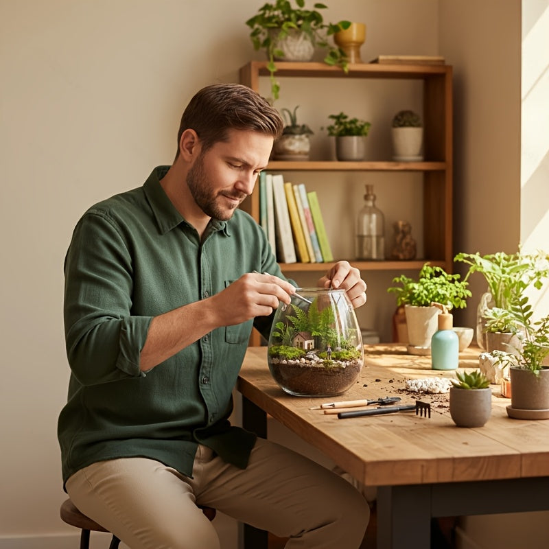 Pot de fleur en verre, rond pour bonsaï, gros plan