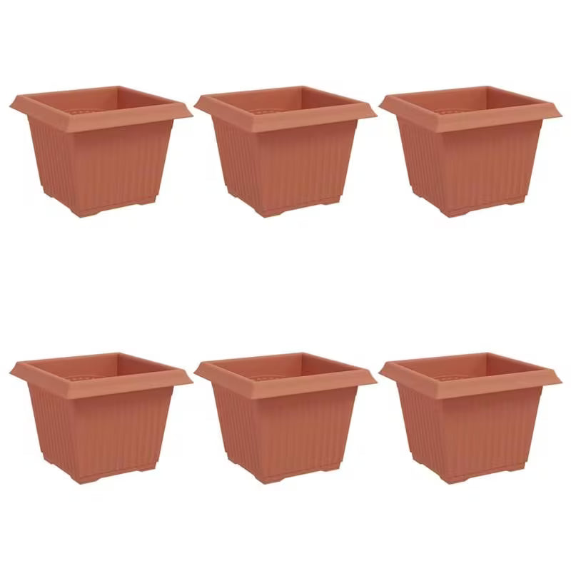 Lot de 6 pots de fleurs carrés 23x23x18 cm à trous de drainage