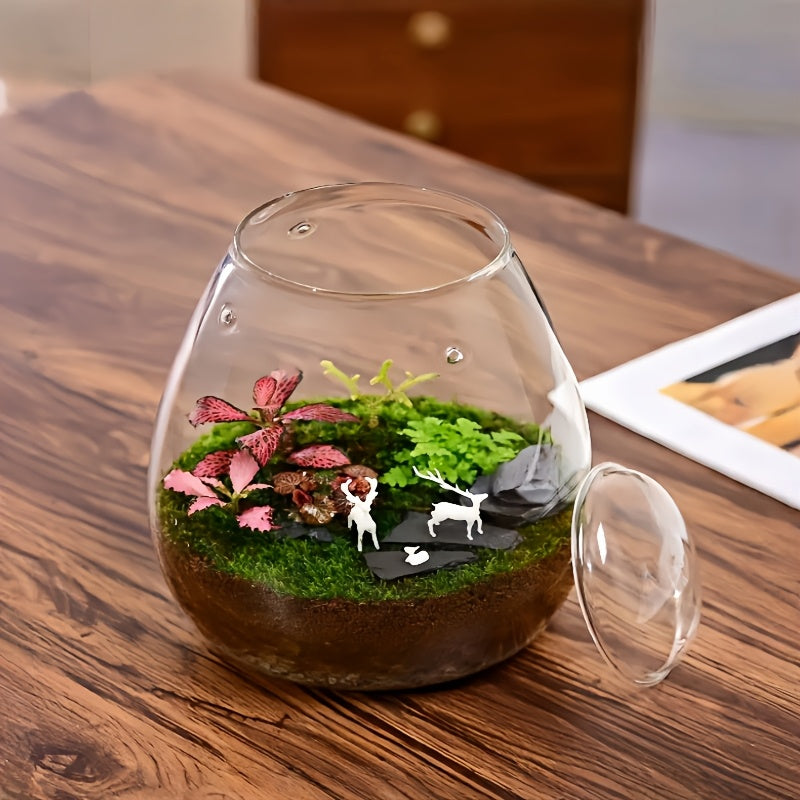 Pot de fleur en verre, rond pour bonsaï Image