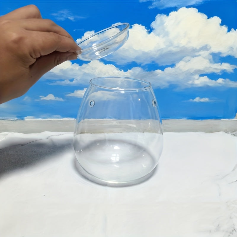 Pot de fleur en verre, rond pour bonsaï — détail de la matière : verre