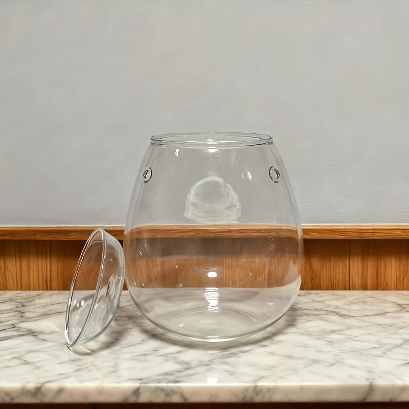 Pot de fleur en verre, rond pour bonsaï, autre angle