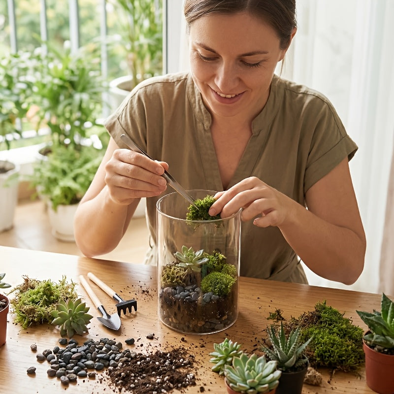 Pot de fleur en verre, rond avec couvercle, mise en situation