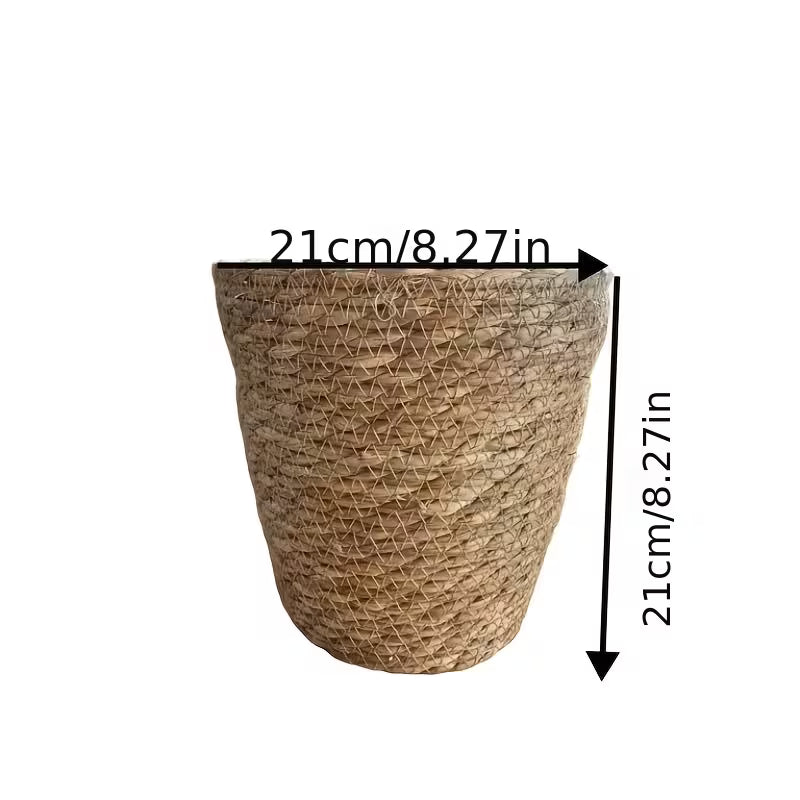 Cache-pot en fibre tressée naturelle, lot de 2 paniers hauts