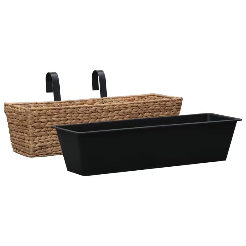 Jardinière de balcon en jacinthe d'eau tressée - lot de 2