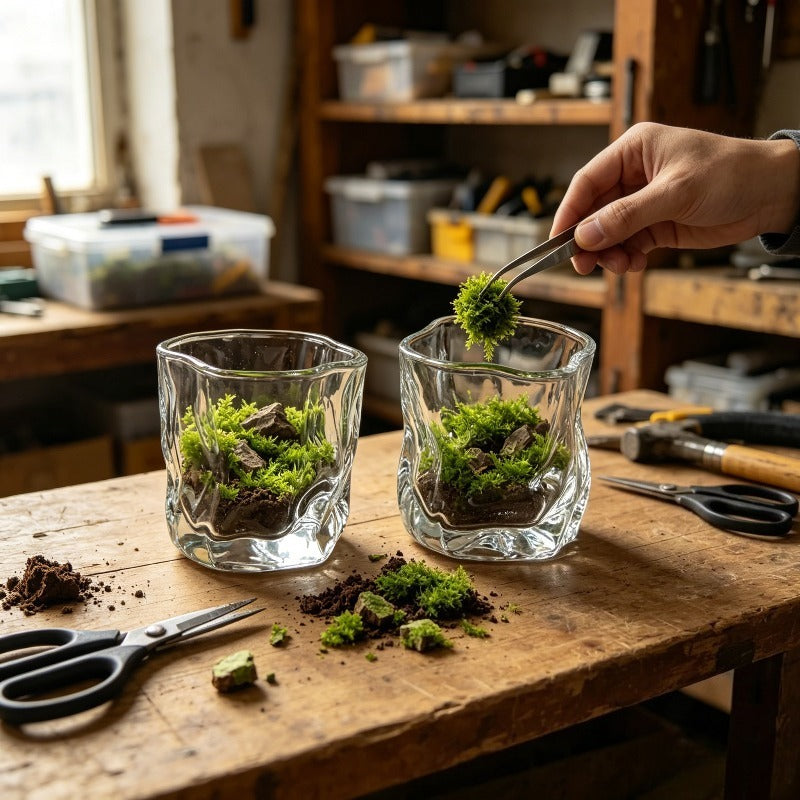 Pot de fleur en verre pour terrarium, vendu en lot, autre angle