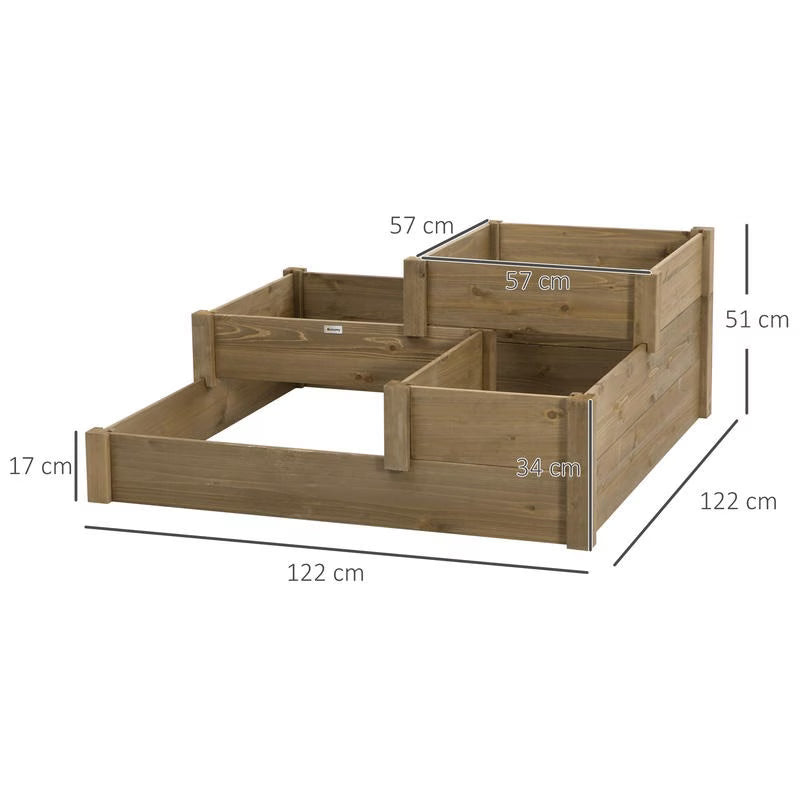Jardinière potager en bois 3 niveaux avec escalier pour terrasse