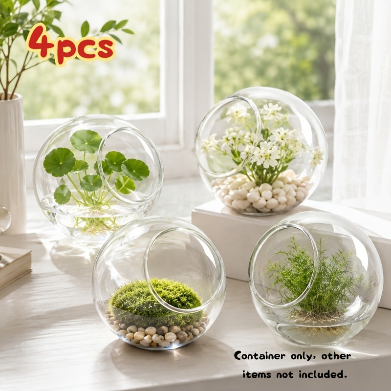 Pot de fleur en verre, rond, vendu en lot — détail de la matière : verre