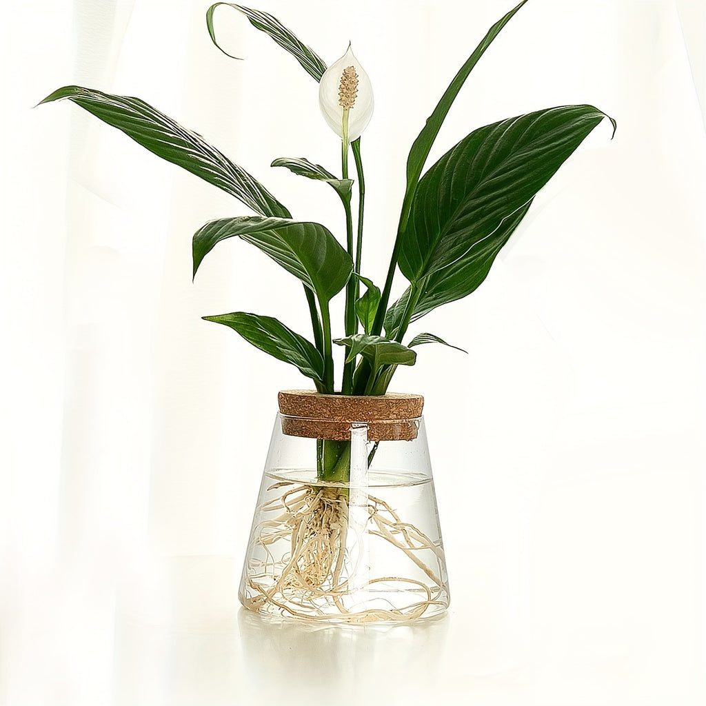 Pot de fleur en verre, culture hydroponique pour bouturage, autre angle