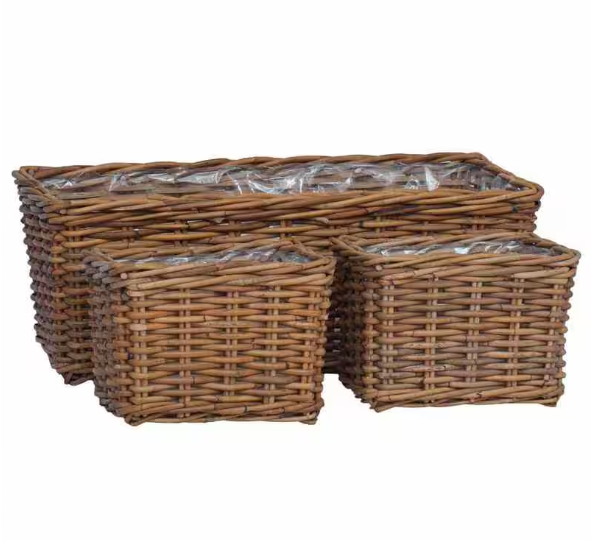 Cache-pot en rotin kubu tressé, lot de 3 paniers naturels