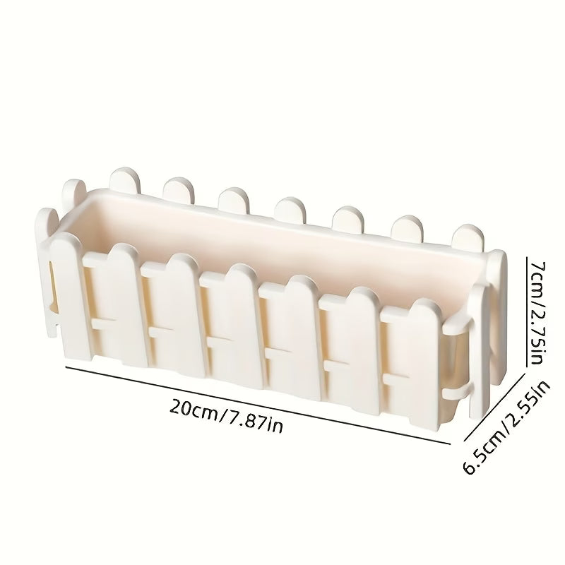 Cache-pot décoratif blanc effet clôture, lot de 8 pièces