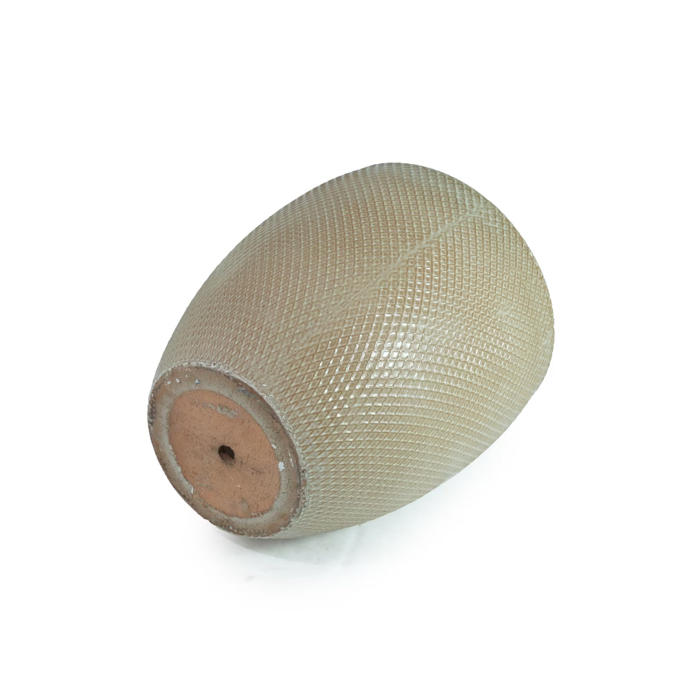 Pot de fleur extérieur XXL en céramique beige à relief losange