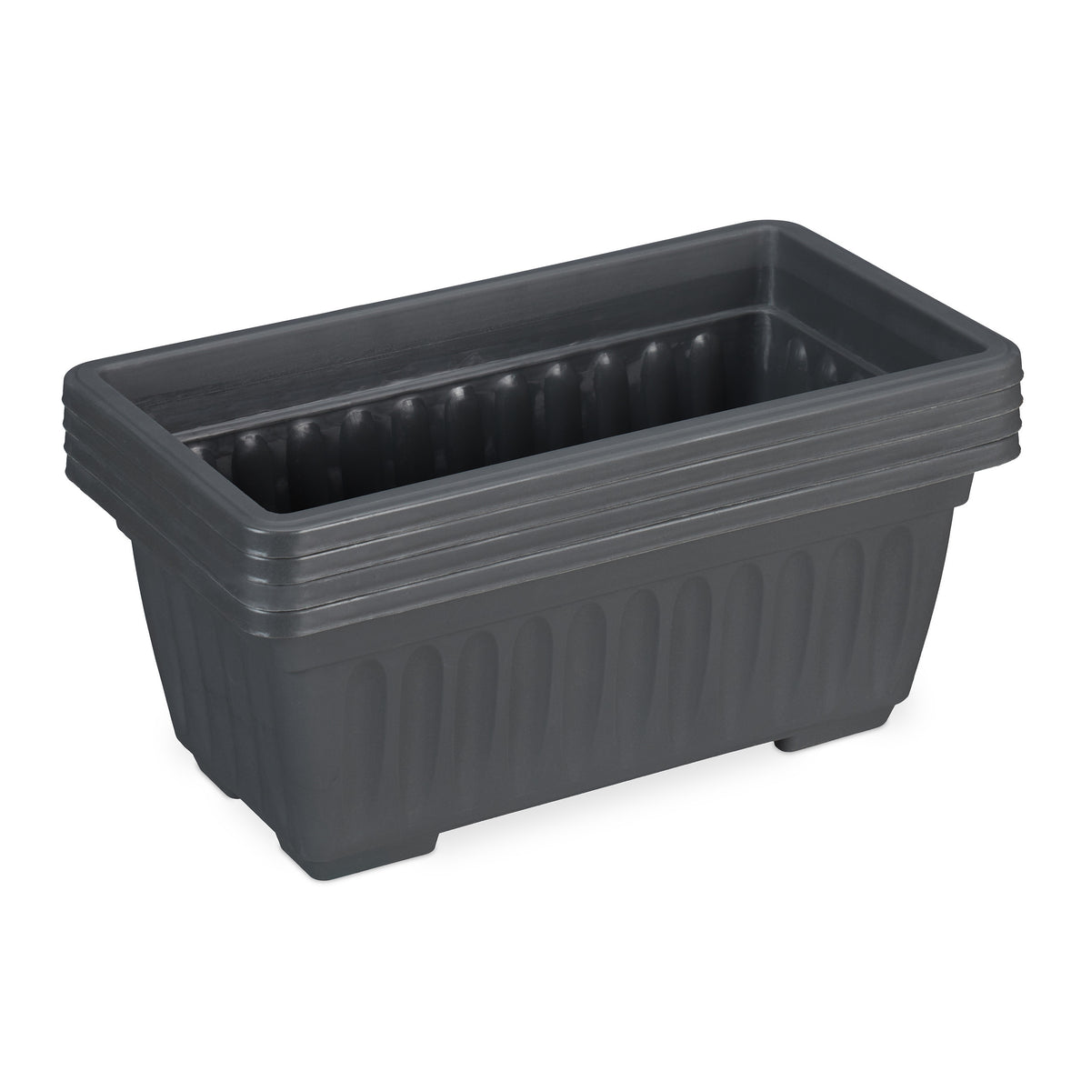 Jardinière rectangulaire anthracite 34 cm - lot de 4 bacs