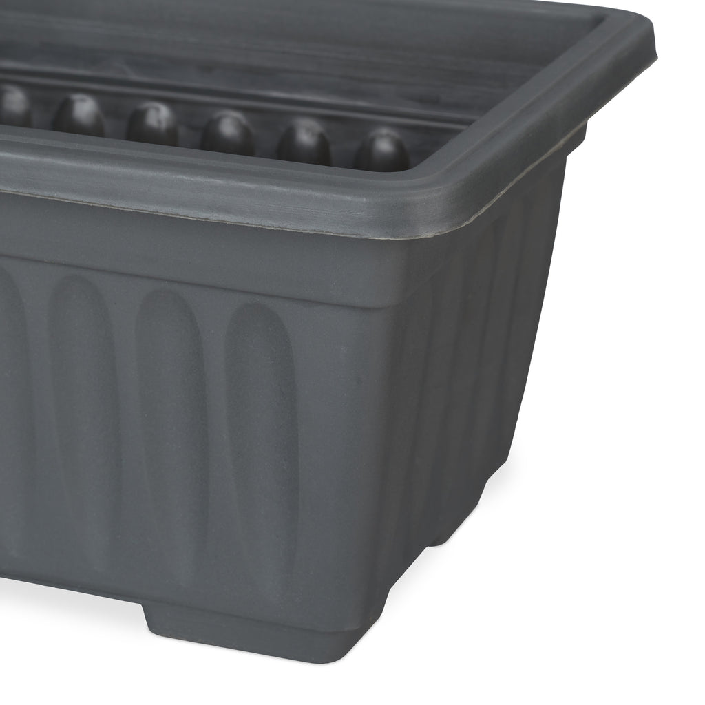 Jardinière rectangulaire anthracite 34 cm - lot de 4 bacs