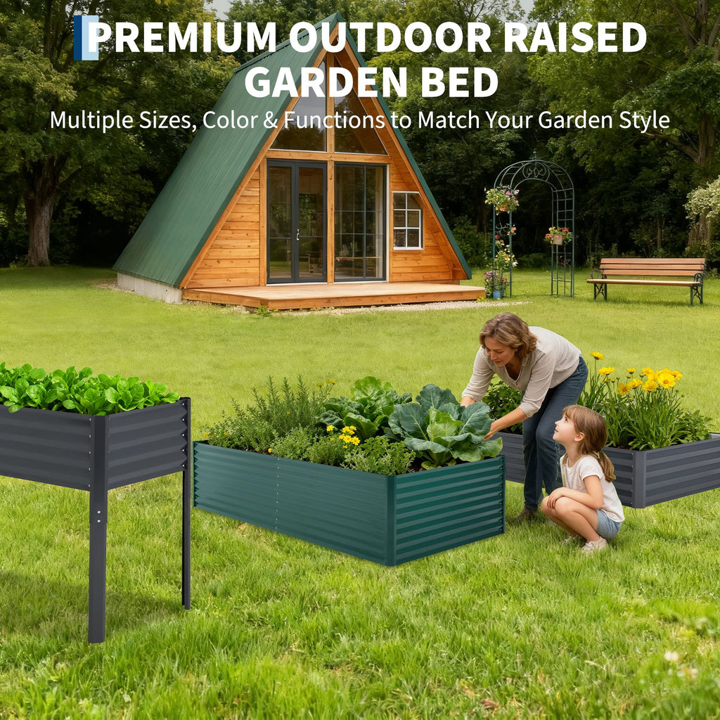 Jardinière potager en métal 240 cm, couvercle PVC amovible