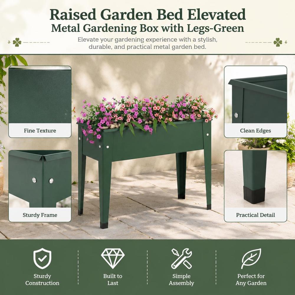 Jardinière sur pied en métal vert 76 cm — Bac potager surélevé