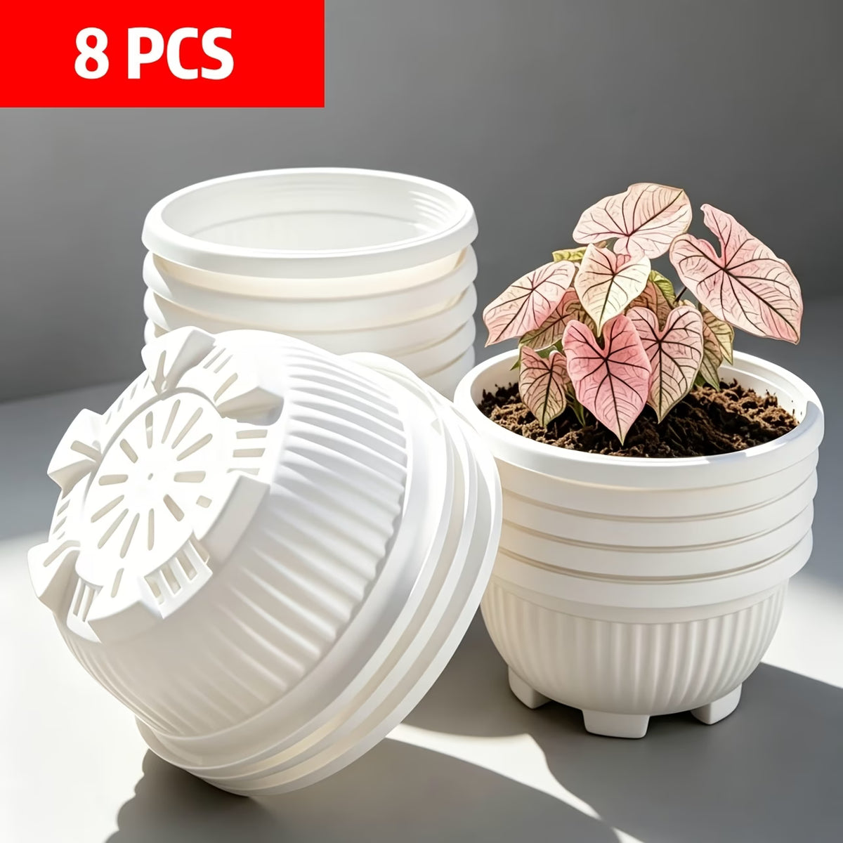 Pot de fleur extérieur en résine, lot de 8 bols rétro à pieds