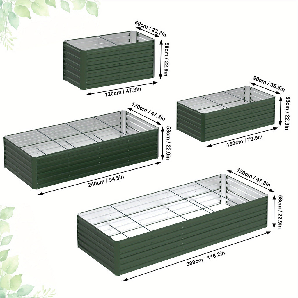 Jardinière surélevée en acier 180, 240 ou 300 cm de long