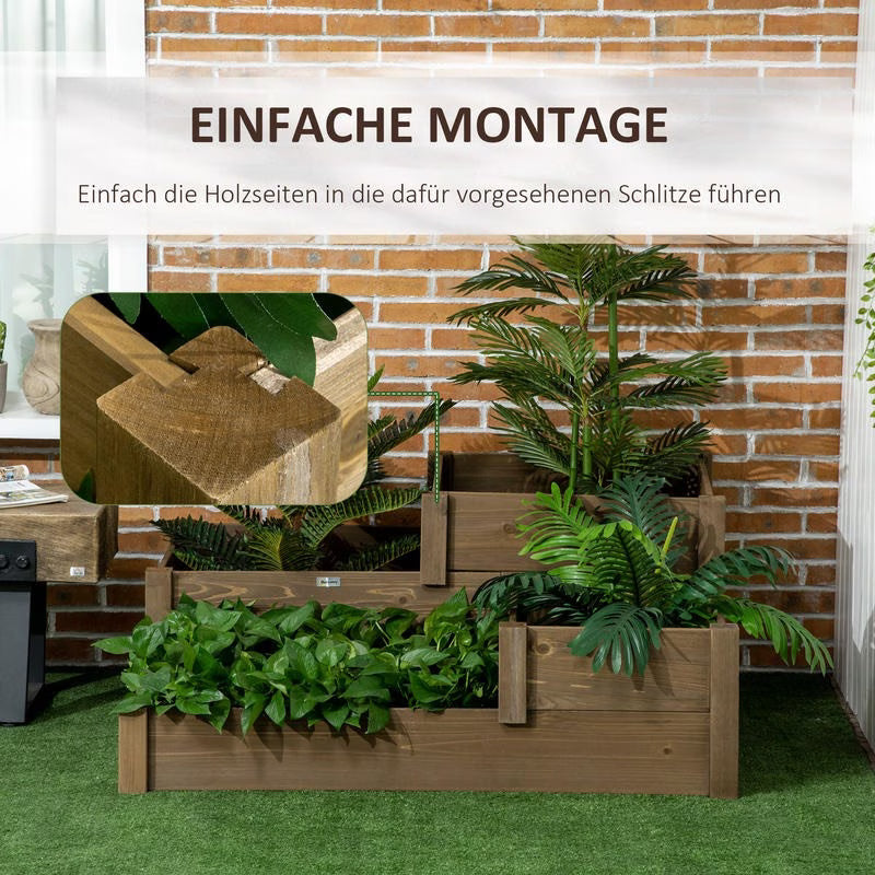 Jardinière potager en bois 3 niveaux avec escalier pour terrasse