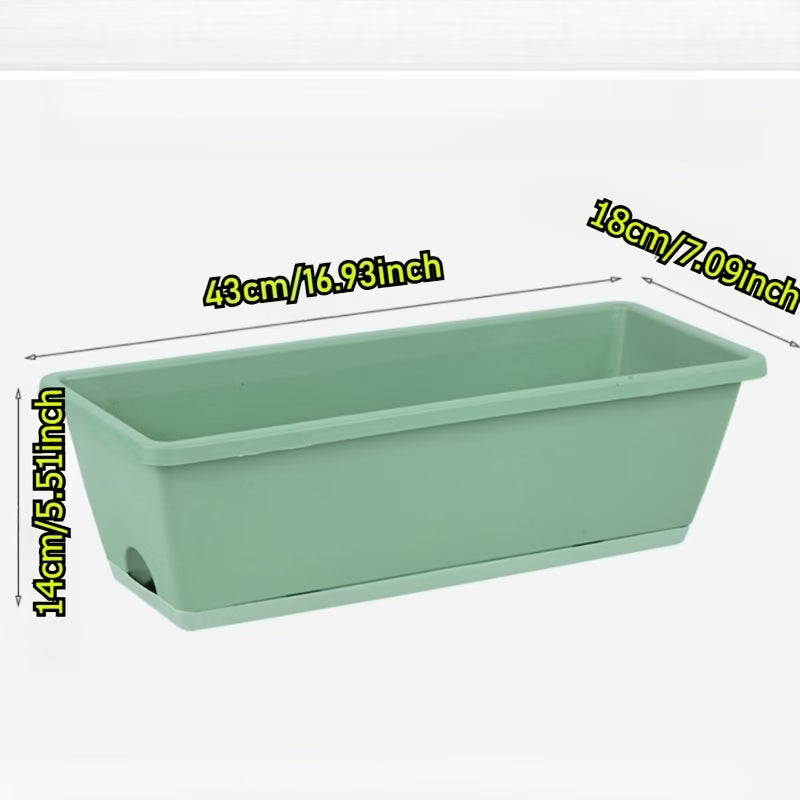 Jardinière de balcon rectangulaire grise, lot de 5 avec soucoupes