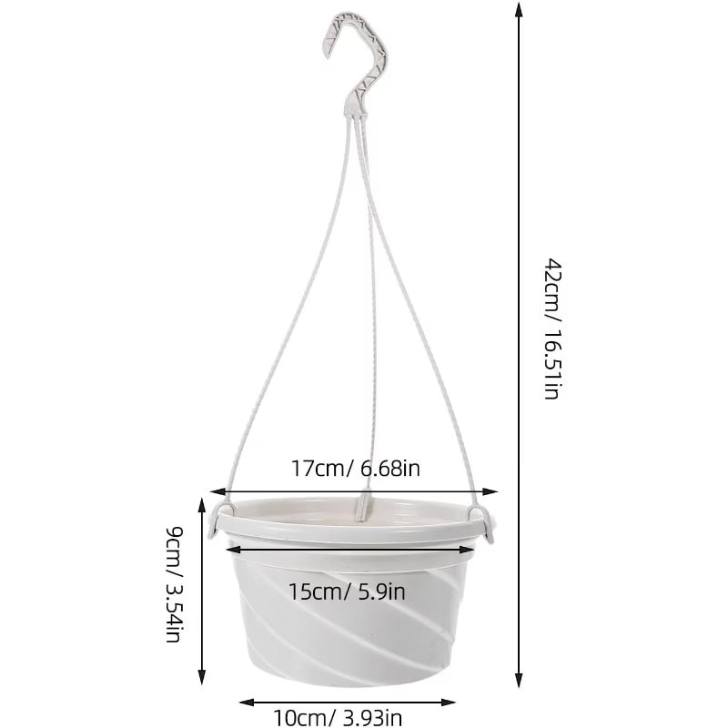 Pot de fleur suspendu blanc torsadé, lot de 3 avec crochets