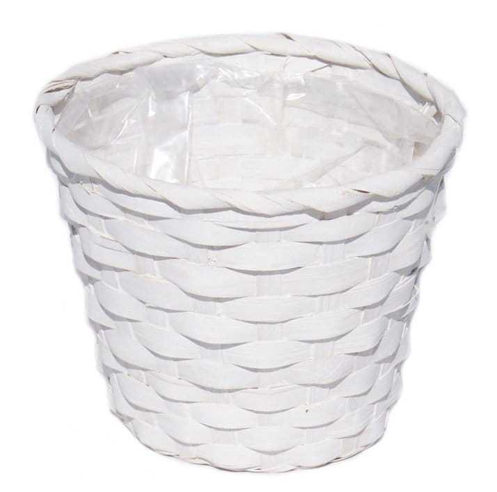 Cache-pot en bambou tressé blanc Ø 14 cm — déco d'intérieur
