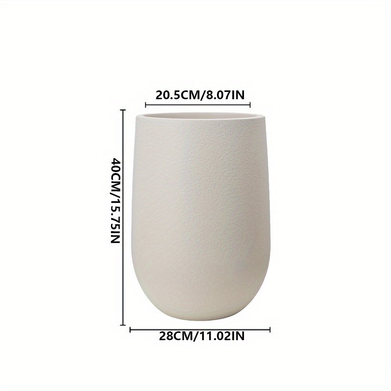 Cache-pot beige H 40 cm en résine pour grande plante d'intérieur
