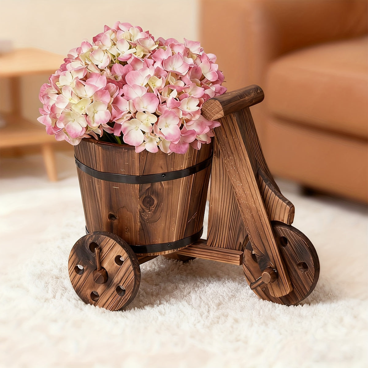 Cache-pot en bois tricycle vintage Ø 17 cm - Déco intérieur