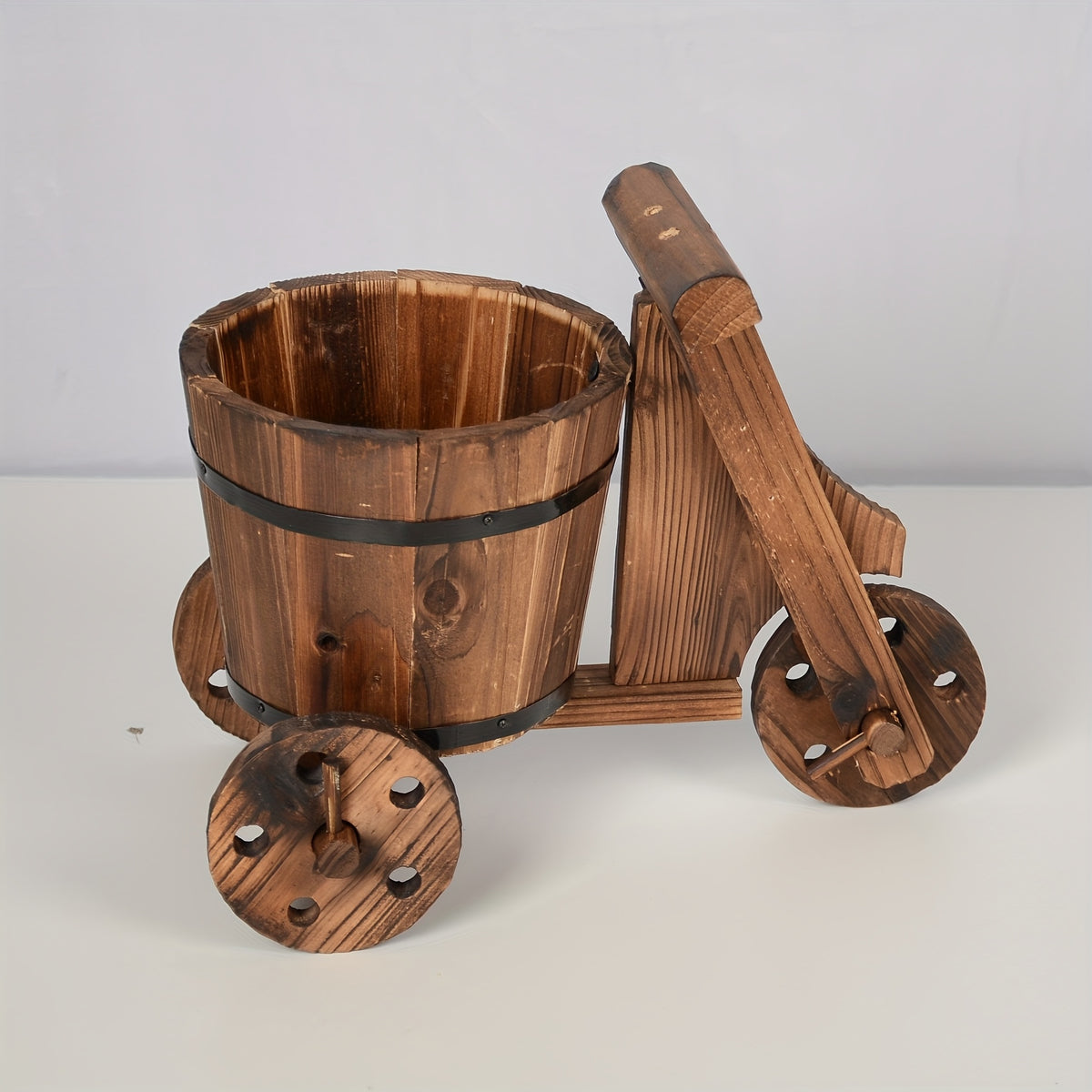 Cache-pot en bois tricycle vintage Ø 17 cm - Déco intérieur