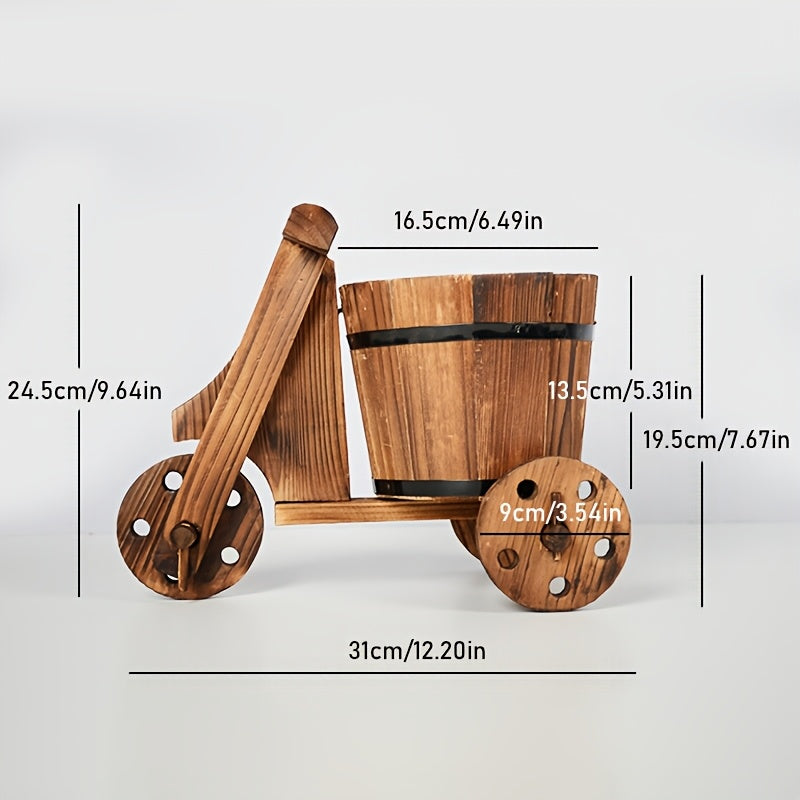 Cache-pot en bois tricycle vintage Ø 17 cm - Déco intérieur