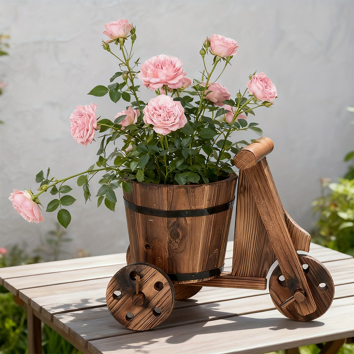 Cache-pot en bois tricycle vintage Ø 17 cm - Déco intérieur