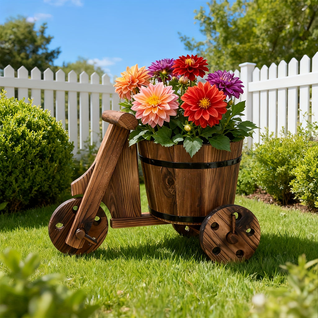 Cache-pot en bois tricycle vintage Ø 17 cm - Déco intérieur