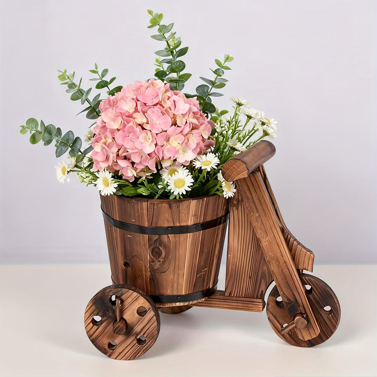 Cache-pot en bois tricycle vintage Ø 17 cm - Déco intérieur