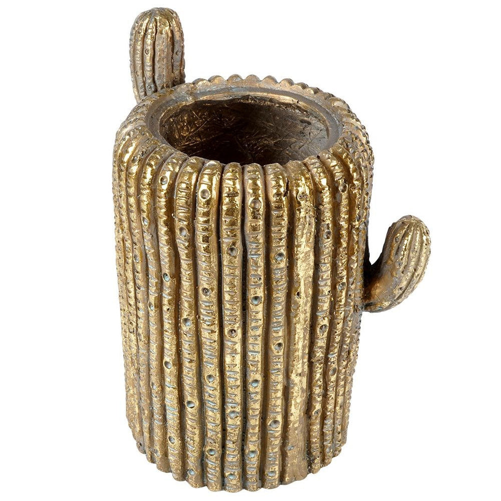 Cache-pot cactus doré 35 cm — protège-pot déco original
