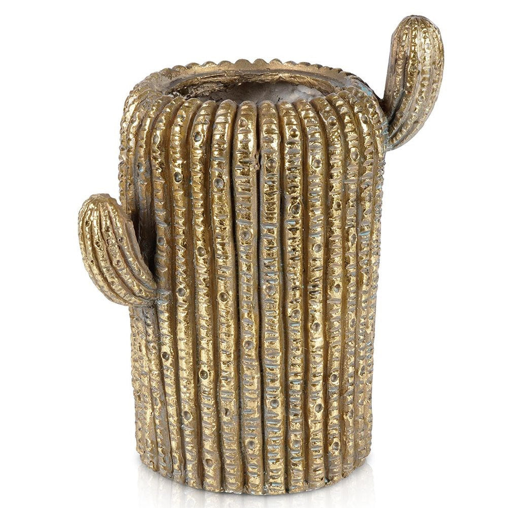 Cache-pot cactus doré 35 cm — protège-pot déco original