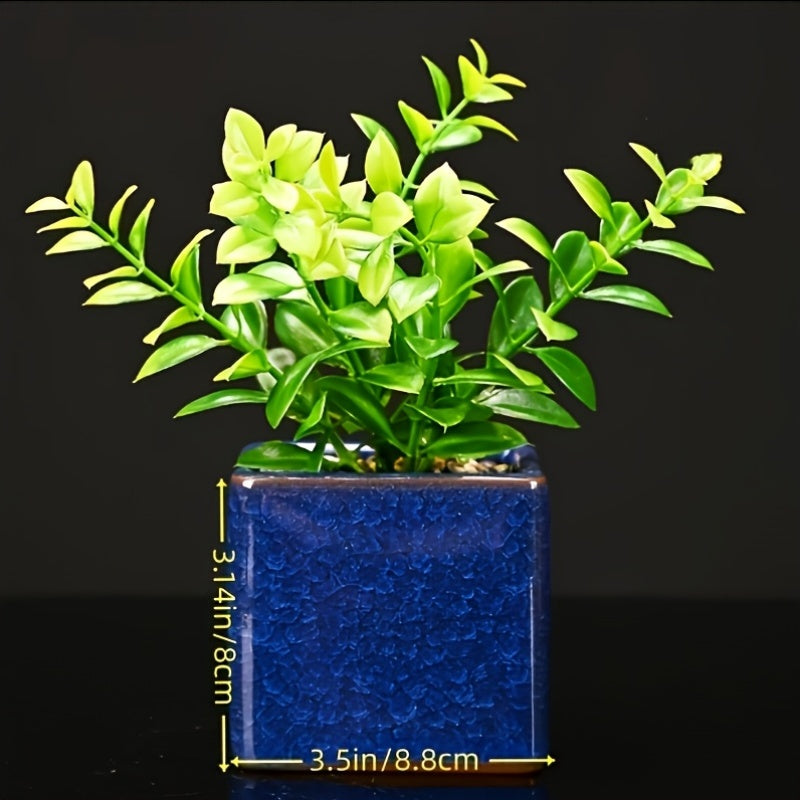 Cache-pot carré en céramique émaillée 9 cm pour succulentes