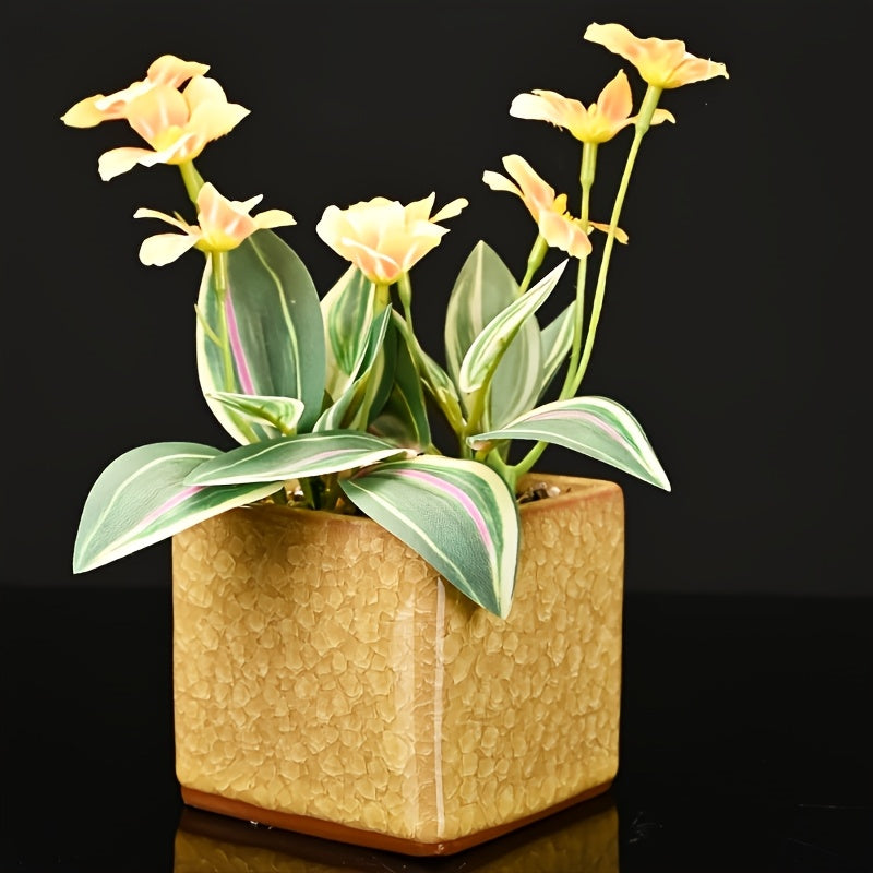 Cache-pot carré en céramique émaillée 9 cm pour succulentes