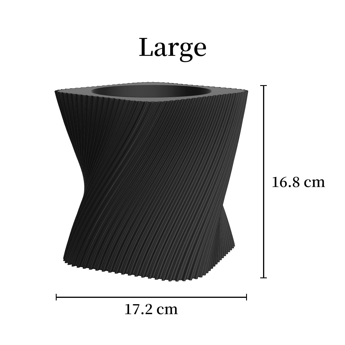 Cache-pot carré design à texture spiralée, 7 coloris mats